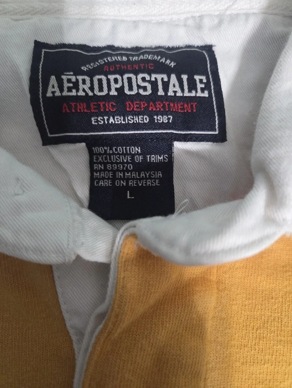 AEROPOSTALE Long Sleeve Polo Shirt Size: L